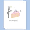Funny Birthday Card, Fork & Cake
