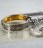 Silver Rune Ring with Gold Details Viking Arthur Wedding Ring - Image 5