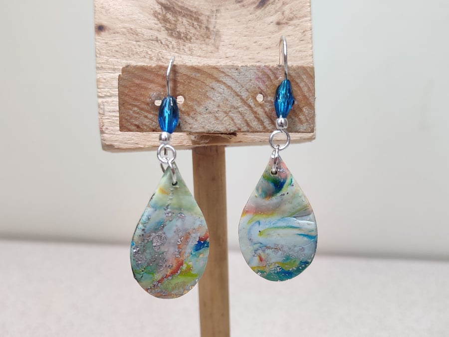 Squiggle scraps tear drop earrings