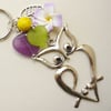Purple Agate, Yellow, Green Tibetan Silver Owl Keyring Bag Charm  KCJ1468