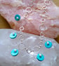 Turquoise & Shell Pearl Multi Charm Drop Fancy Silver Circle Chain Necklace Set - Image 7