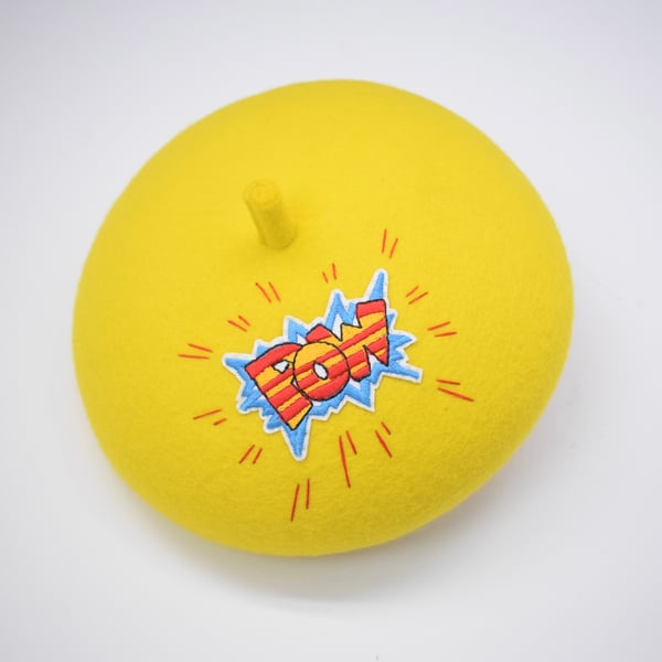 Yellow Beret Percher Hat - Punk Retro Style Percher Hat with Arty Vibes