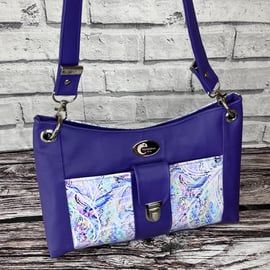 Purple handbag. Shoulder Bag in multi purple faux leather