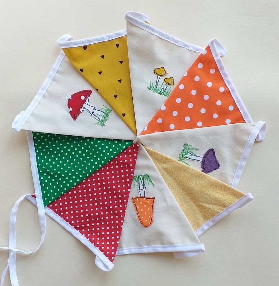 Embroidered Toadstools Bunting