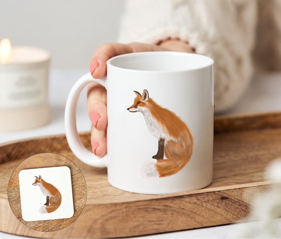 Fox Mug and optional matching coaster, Frederick the Fox