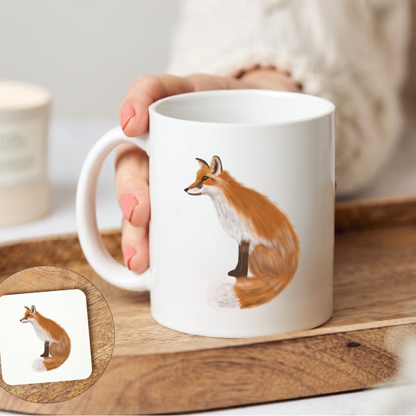 Fox Mug and optional matching coaster, Frederick the Fox