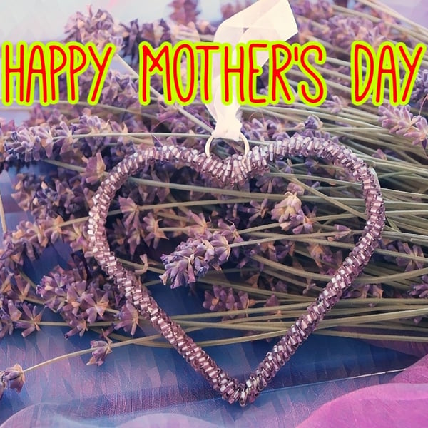 Happy Mother's Day Lavender Heart Card A5