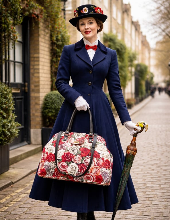 Rose tapestry Mary Poppins carpet bag travel bag overnight bag weekend holdall