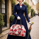 Rose tapestry Mary Poppins carpet bag travel bag overnight bag weekend holdall