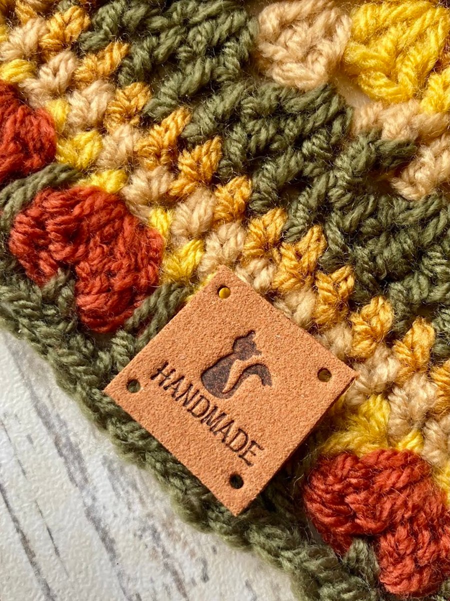 Handmade cat tag faux suede for sewing, knitting, crochet projects set of 4