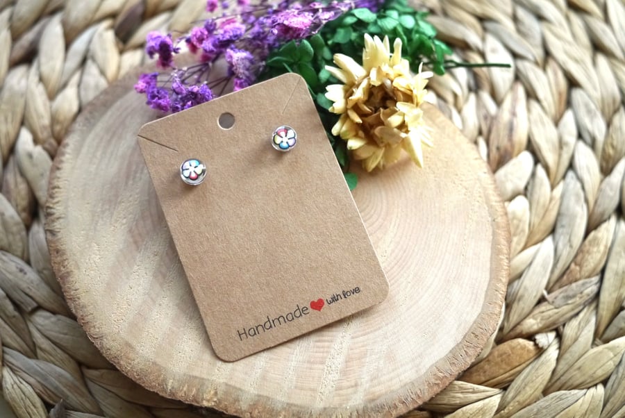 Resin and Sterling Silver Floral Earrings