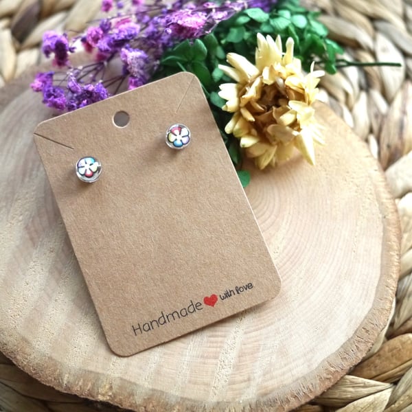 Resin and Sterling Silver Floral Earrings