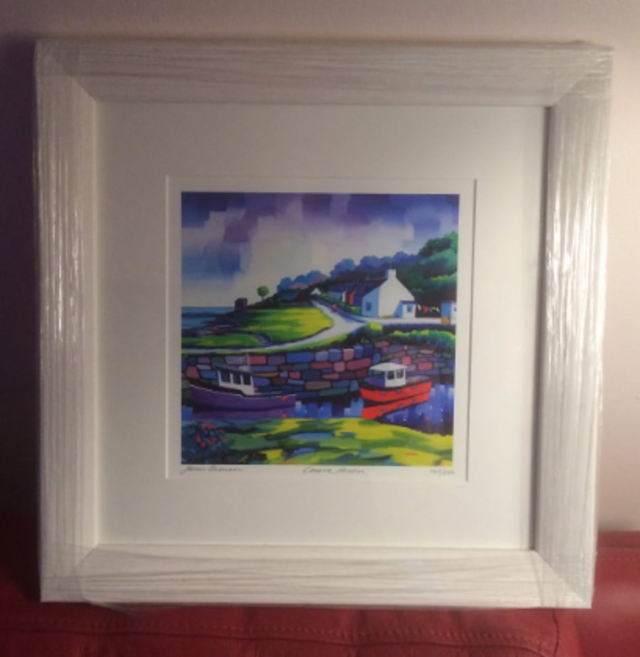 Framed Corrie Harbour, Arran   16 x 16" Limited Edition giclee free pp UK