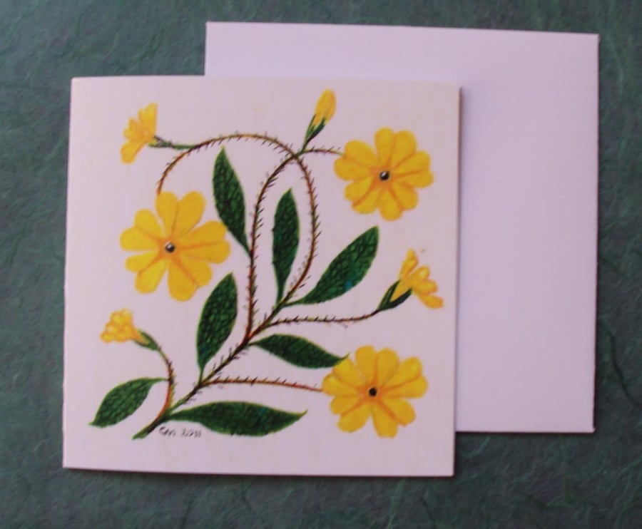 Primrose floral square printed card