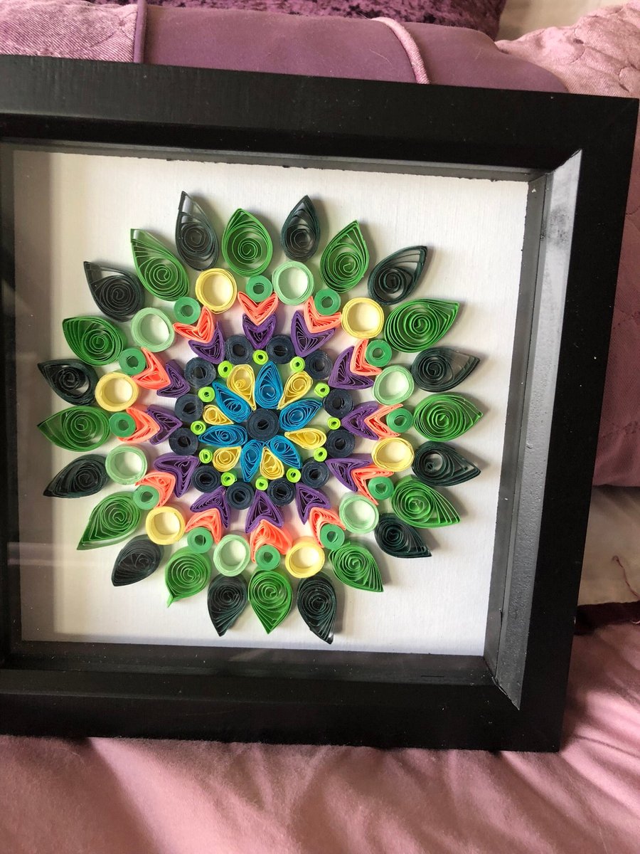 Mandala picture, colourful quilled picture gift for the wall 