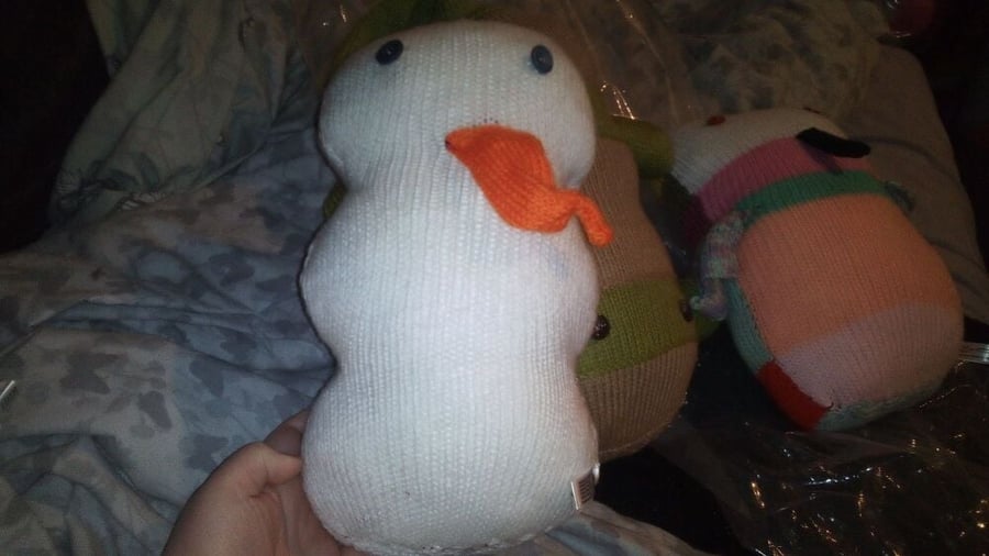 Wibbly Plain White Snowman with Blue Eyes Giant Knitted By KM