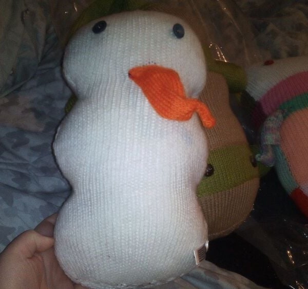Wibbly Plain White Snowman with Blue Eyes Giant Knitted By KM