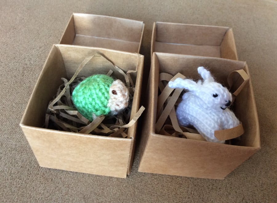 Miniature Knitted Rabbit and Turtle