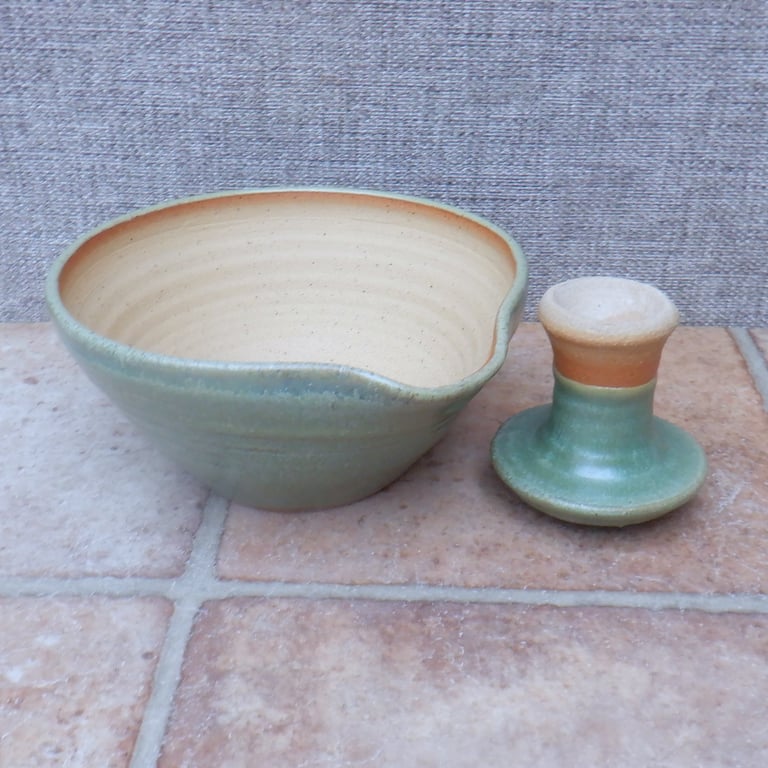 Pestle and mortar spice herb grinder stoneware hand thrown pottery ceramic 