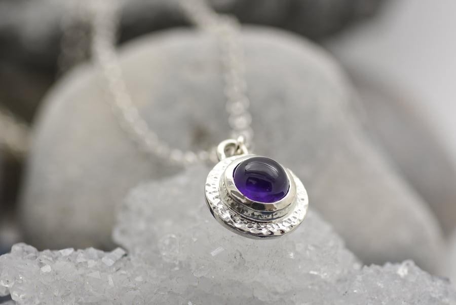 Amethyst and Argentium Silver Necklace