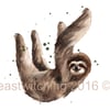 Sloth Watercolour Print, sloth lover gift, jungle nursery art, sloth, cute sloth