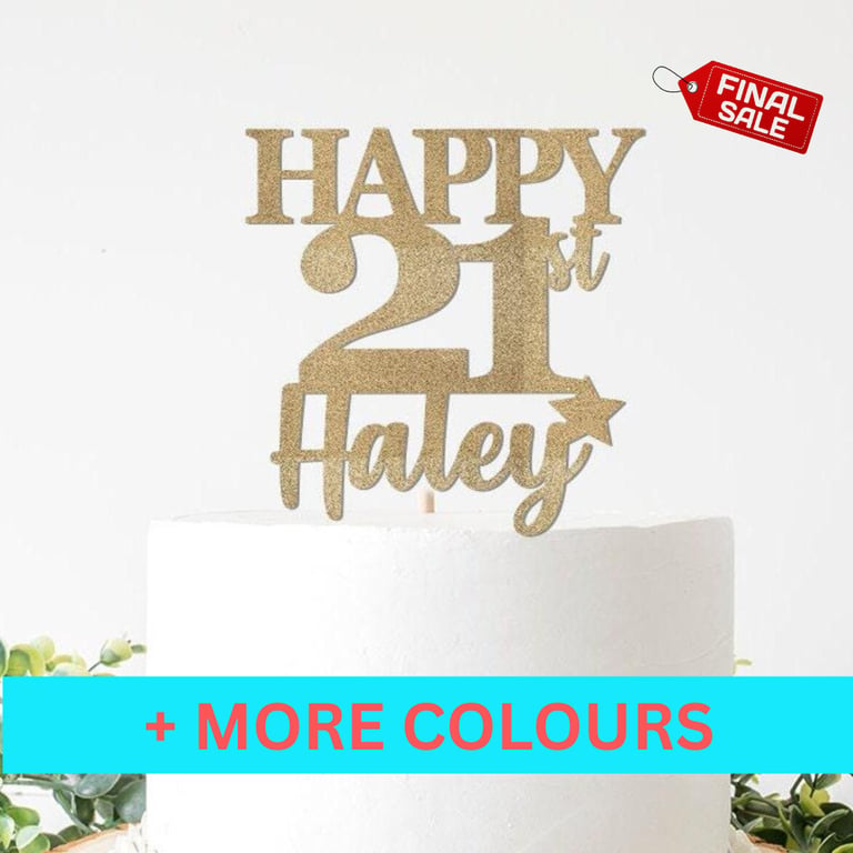 Happy 21st Birthday Cake Topper, 21 Cake Topper, Custom Cake Topper, 21st cake