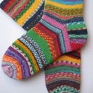 hand knit womens wool scrappy socks size 3-4