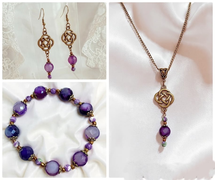 Purple Agate & Bronze Set