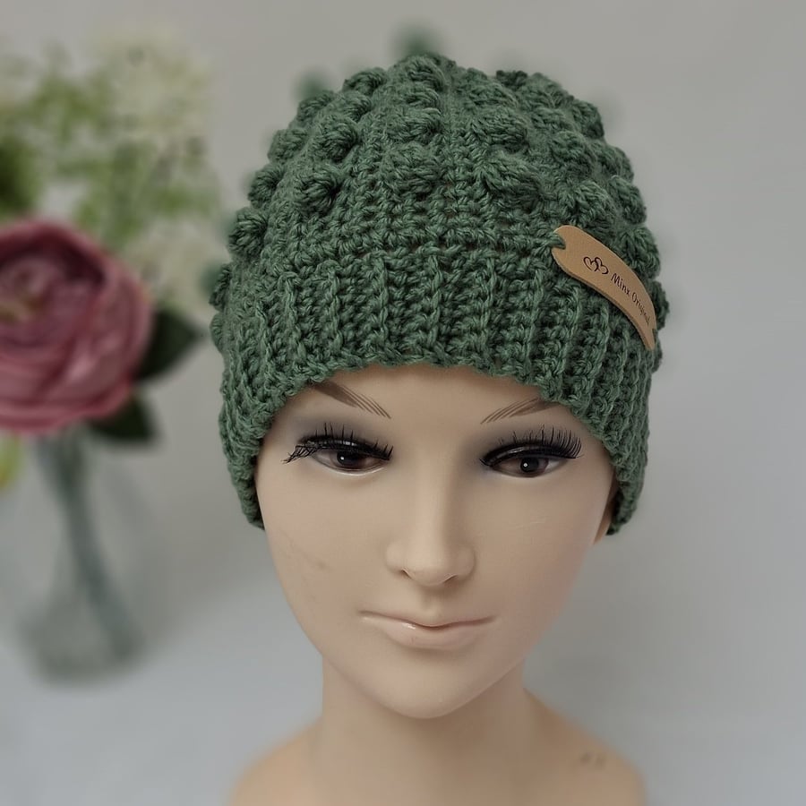 Image of Handmade crochet bobble stitch hat
