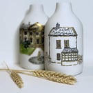 Hand-painted Wedding venue or house illustration bud vase 