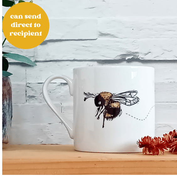 Bee Mug - bee lover, gardener gift, bumble bee, heart, insect gift, bee keeper