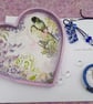 Heart Jewellery Tray - Blue Bird Floral Trinket Dish - FREE UK POST
