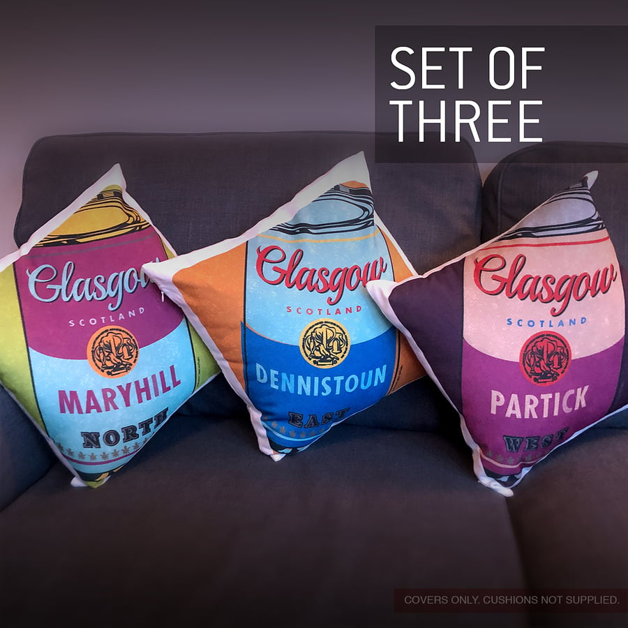 Glasgow Soup, set of 3 cushion covers