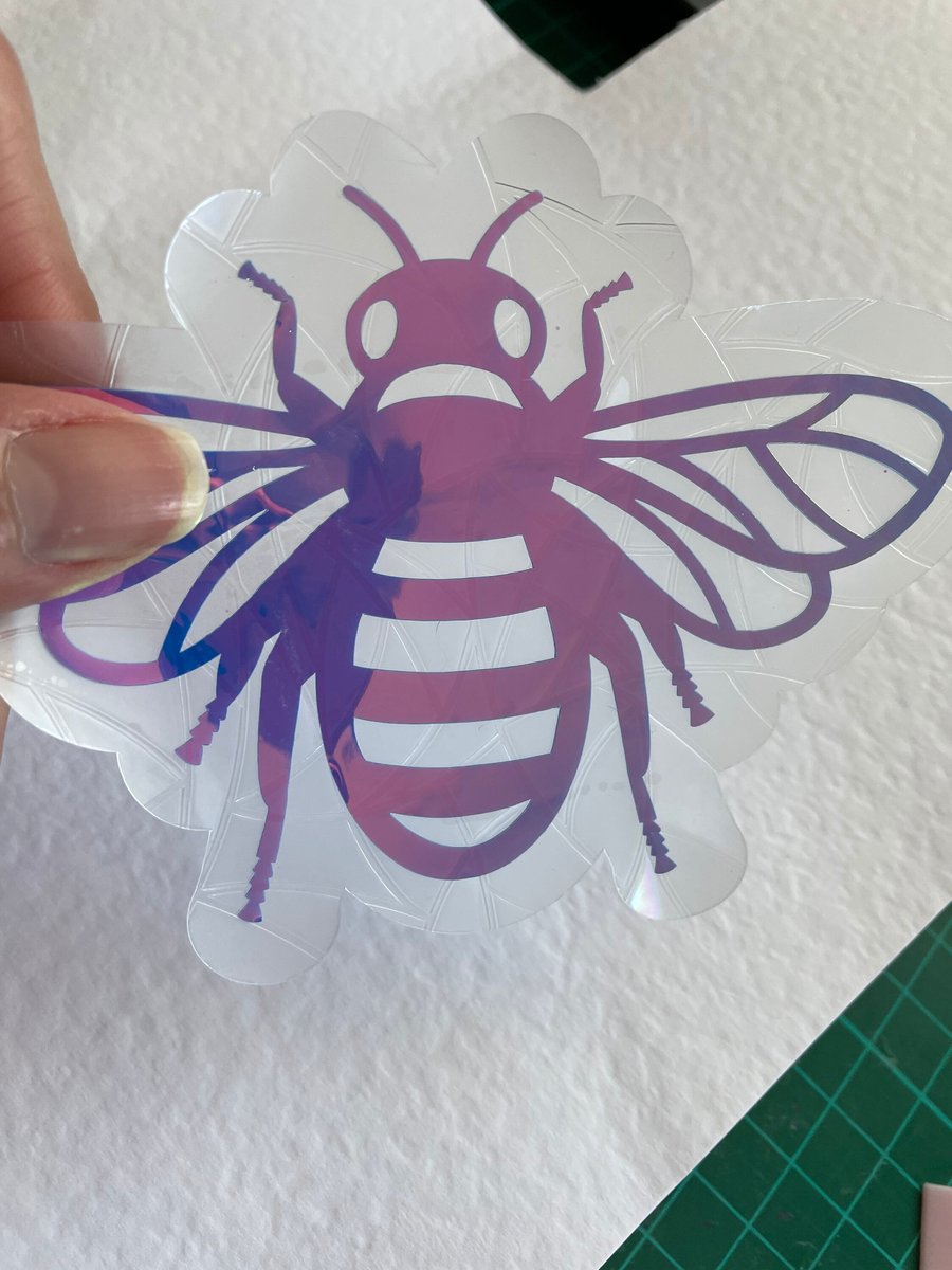 Hyacinth opal vinyl Bee sun catcher window decal cling rainbow summer bumblebee 
