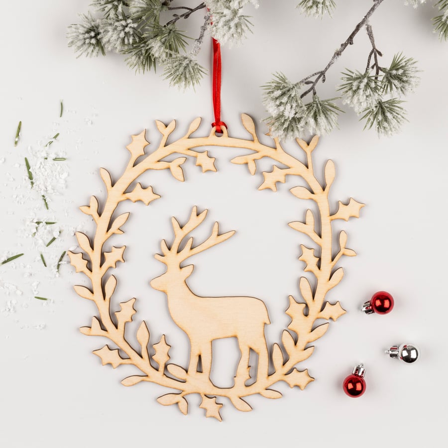 Deer Christmas wreath-Large