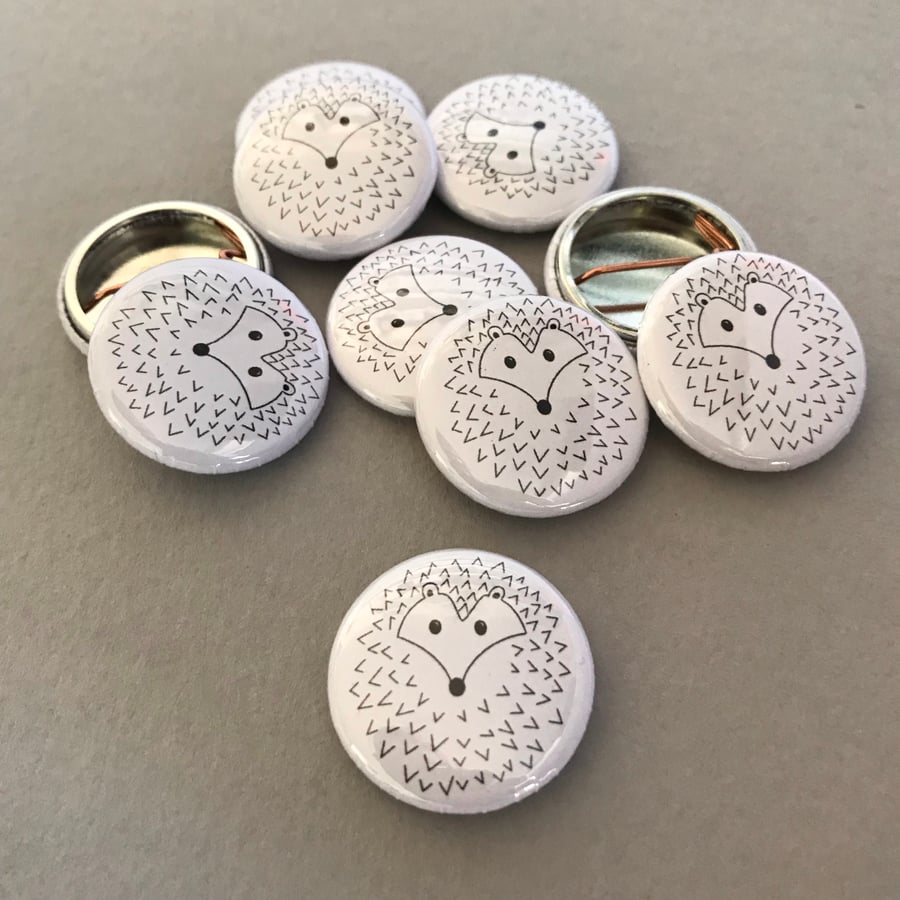 The Hoghouse hedgehog badge. 25mm badge. Hedgehog pin. Animal lover gift.