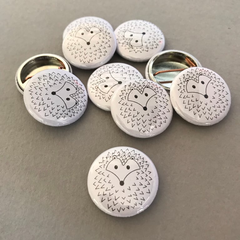 The Hoghouse hedgehog badge. 25mm badge. Hedgehog pin. Animal lover gift.