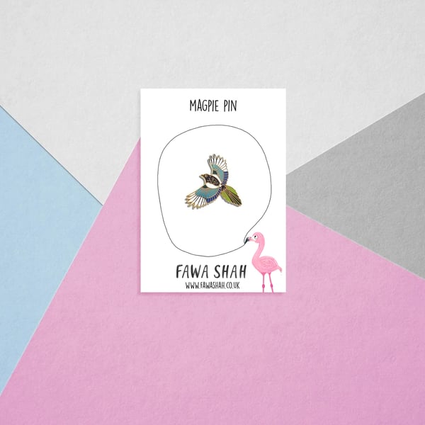 Magpie pin - Hard Enamel Pin - Jewellery