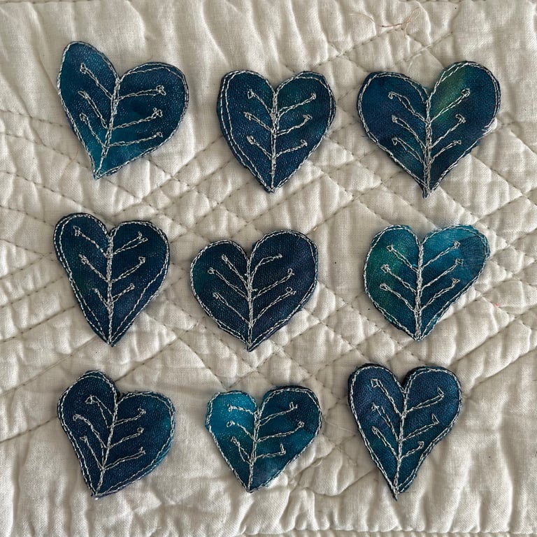 9 Free Motion Embroidery Heart Organza Embellishments Card Making Textiles