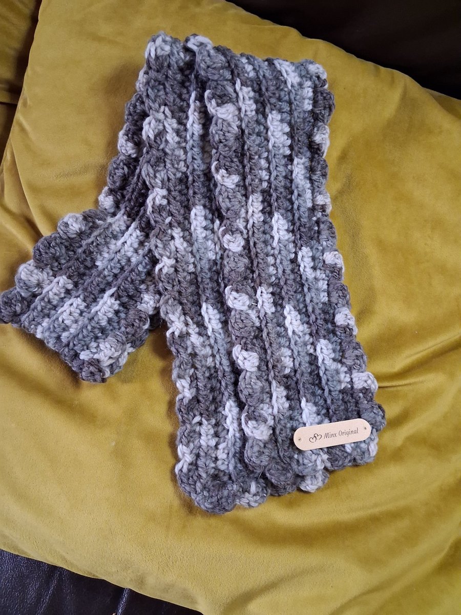 Handmade crochet chunky grey scarf