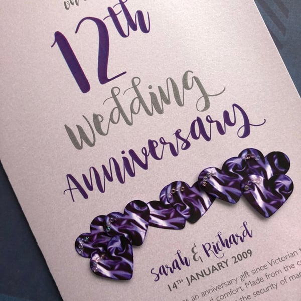 12th (Silk) Anniversary Card – Personalised with names and date