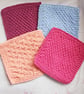 Pot holders, hand-knitted, cotton
