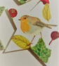 Set of 4 - Decoupaged Heart and Star Robin Christmas Decorations (Set E) - Image 5