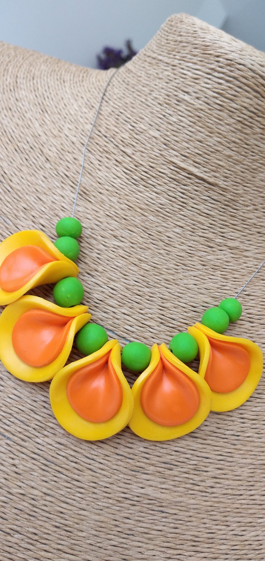Festival colourful polymer clay necklace