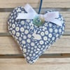 SALE ITEM- EASTER BUNNY FLORAL HEART DECORATION - misty grey-blue