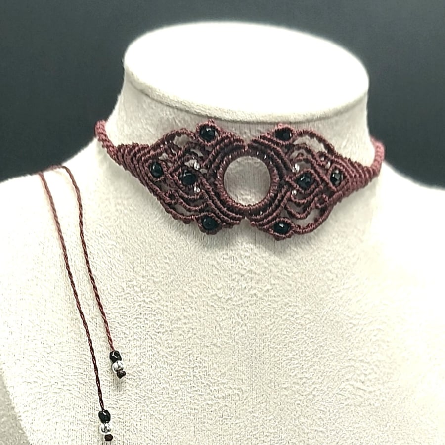 Deep Red Macrame Choker