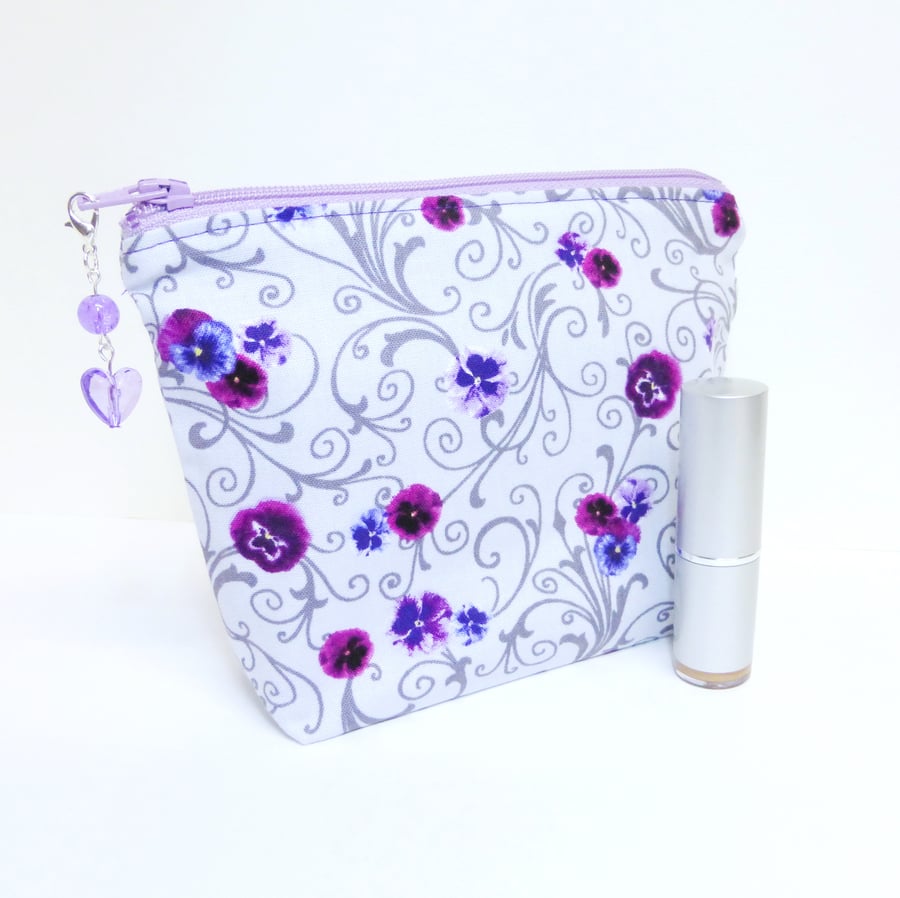 Make up bag, purple floral