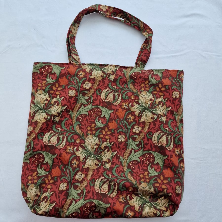 William Morris "Golden Lily Minor" fabric floral print shoulder tote bag