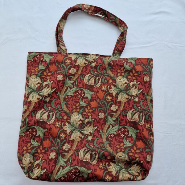 William Morris "Golden Lily Minor" fabric floral print shoulder tote bag
