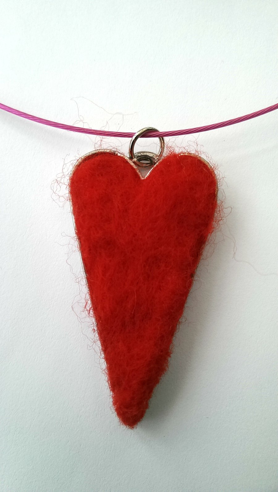 Sale Needle Felted Red Heart Necklace